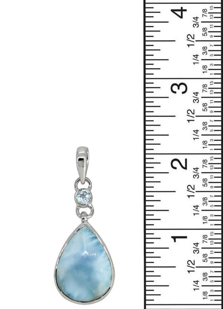 Natural Larimar Solid 925 Sterling Silver Pendant 2" - YoTreasure