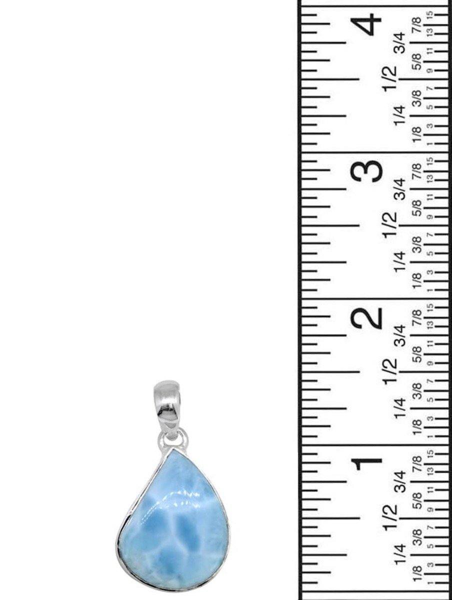 Natural Larimar Solid 925 Sterling Silver Pendant 1 1/2" - YoTreasure