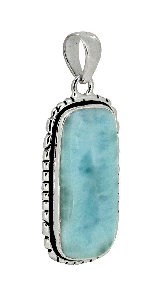 Blue Larimar Solid 925 Sterling Silver Gemstone Pendant 2" - YoTreasure