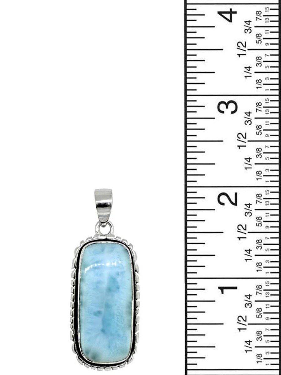 Blue Larimar Solid 925 Sterling Silver Gemstone Pendant 2" - YoTreasure