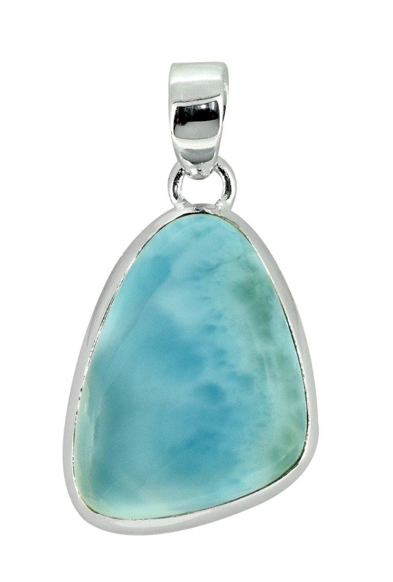 Natural Larimar Solid 925 Sterling Silver Pendant 1 3/4" - YoTreasure