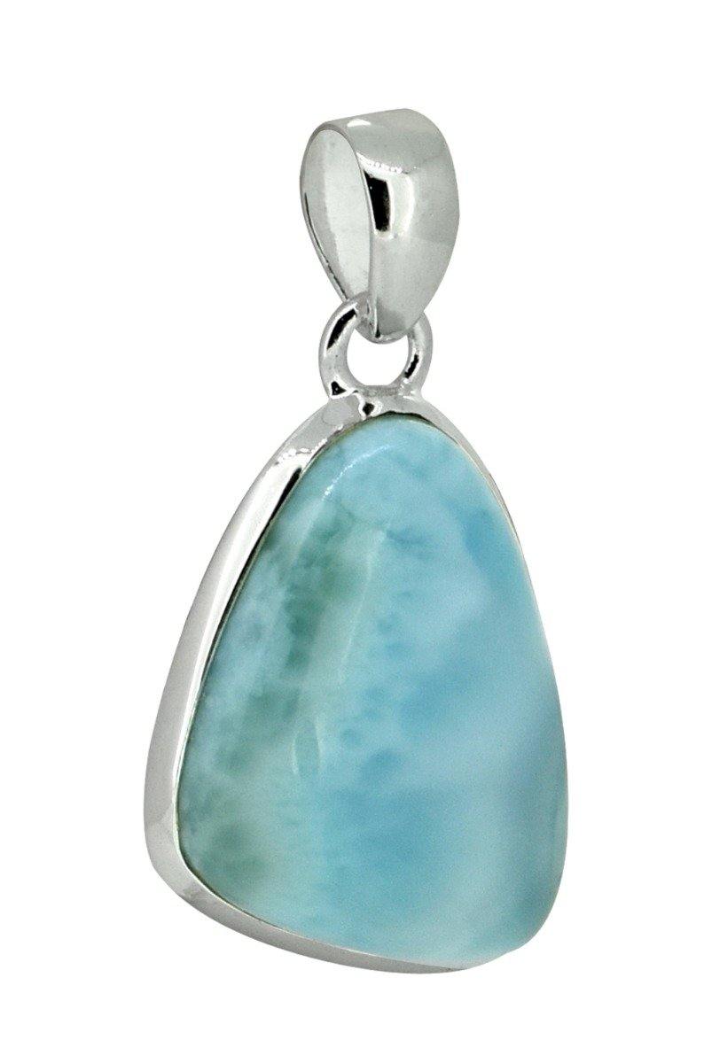 Natural Larimar Solid 925 Sterling Silver Pendant 1 3/4" - YoTreasure