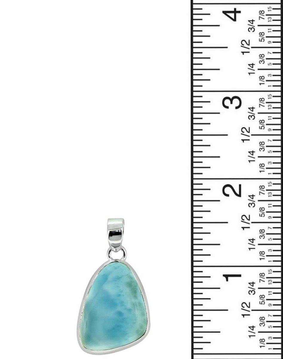 Natural Larimar Solid 925 Sterling Silver Pendant 1 3/4" - YoTreasure