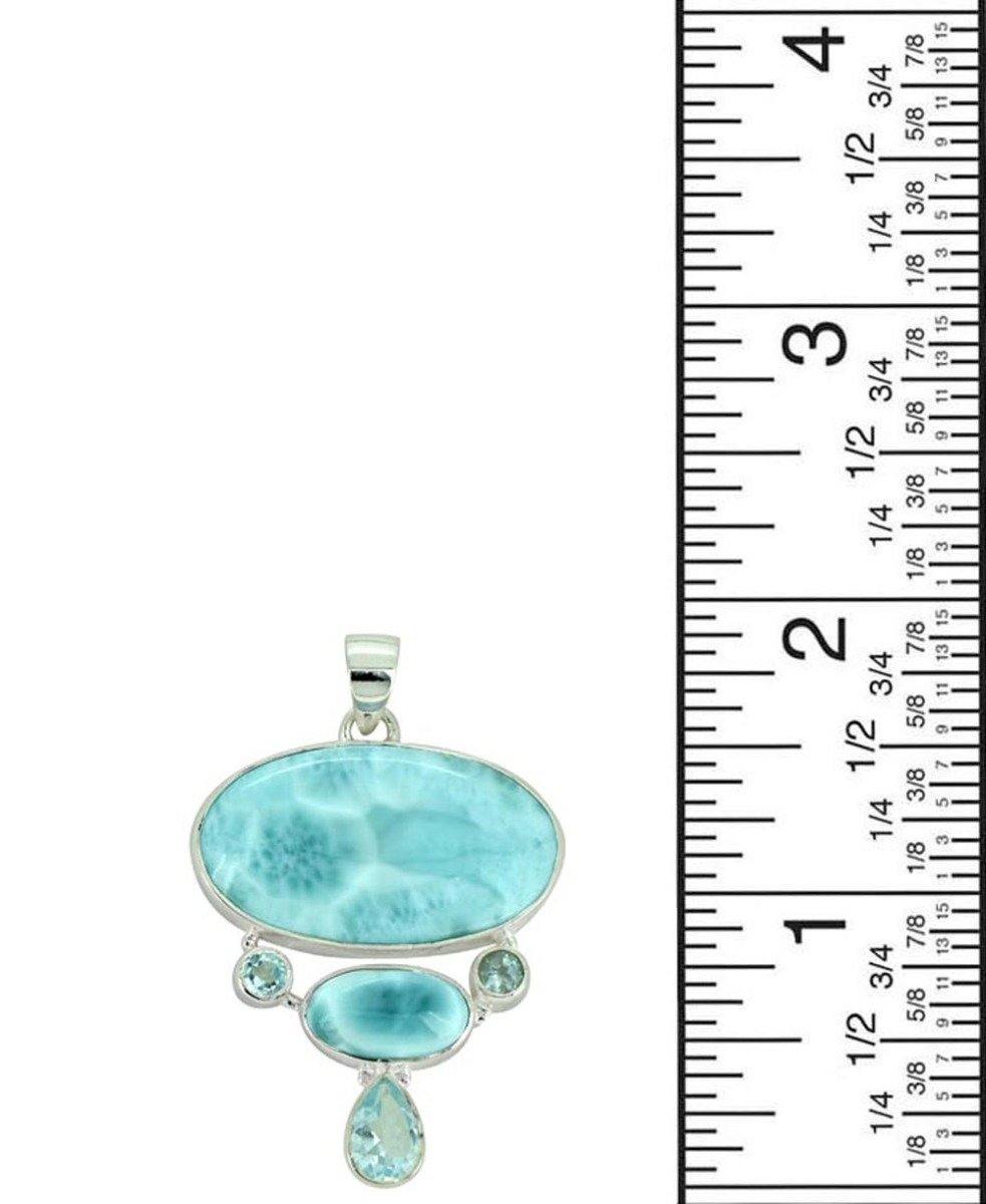 Natural Larimar Solid 925 Sterling Silver Pendant 2" - YoTreasure