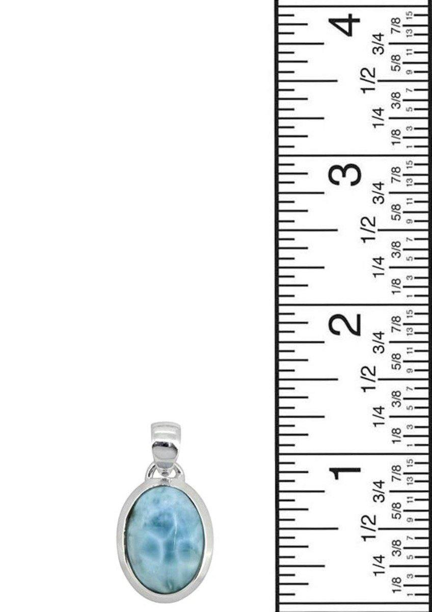 Natural Larimar Solid 925 Sterling Silver Pendant 1 1/2" - YoTreasure