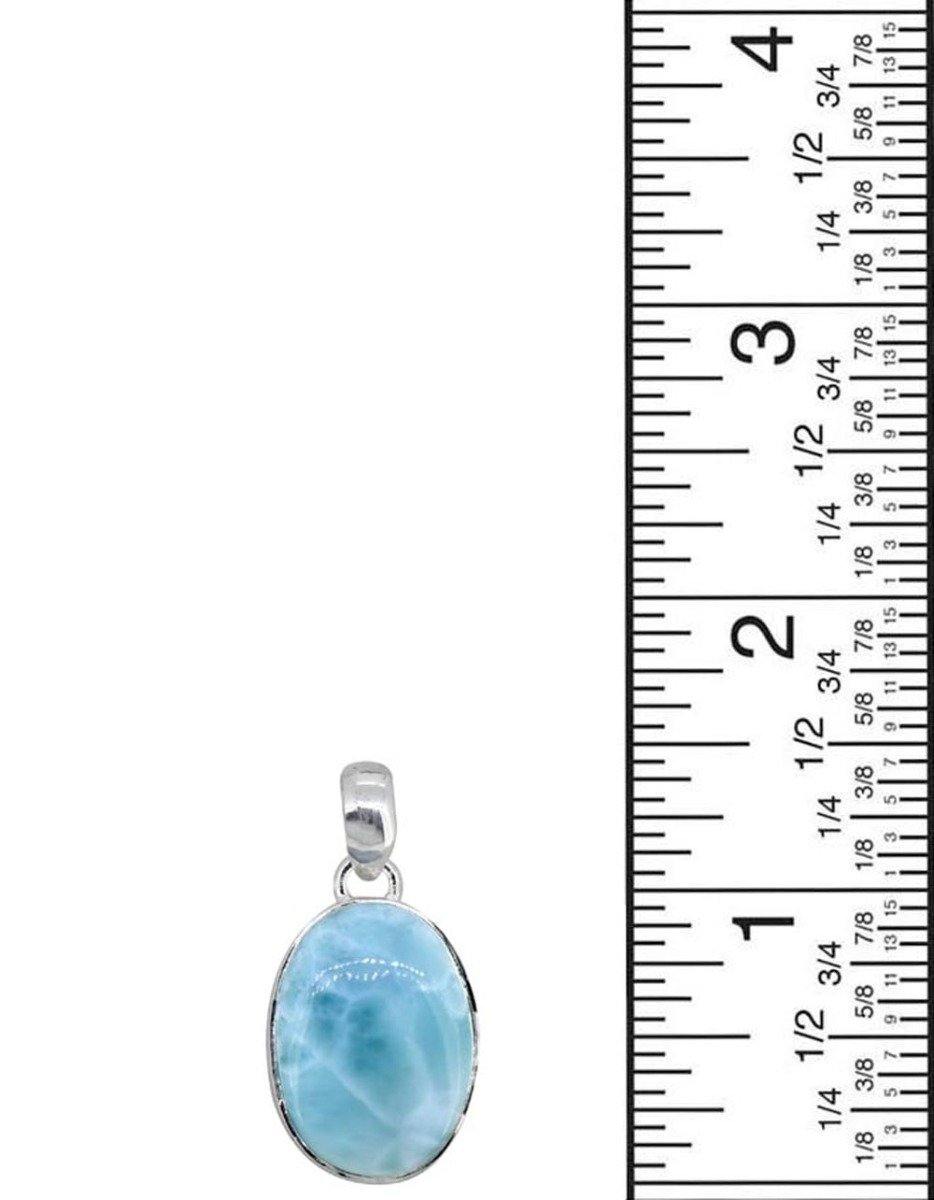 Natural Larimar Solid 925 Sterling Silver Pendant Silver Jewelry 1 1/2" - YoTreasure
