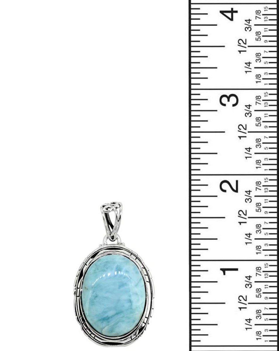 Natural Larimar Solid 925 Sterling Silver Pendant 1 3/4" - YoTreasure