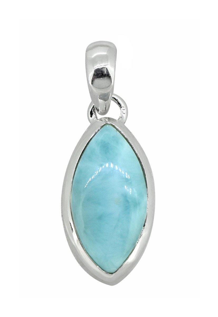 Natural Larimar Solid 925 Sterling Silver Pendant Silver Jewelry 1 1/2" - YoTreasure