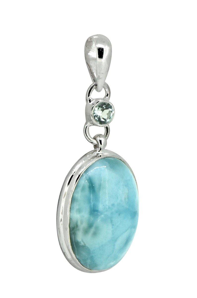 Natural Larimar Solid 925 Sterling Silver Pendant 2" - YoTreasure