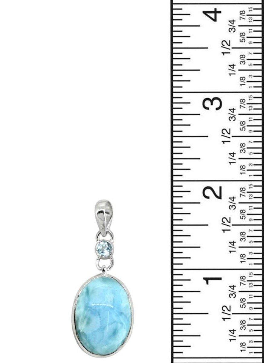 Natural Larimar Solid 925 Sterling Silver Pendant 2" - YoTreasure