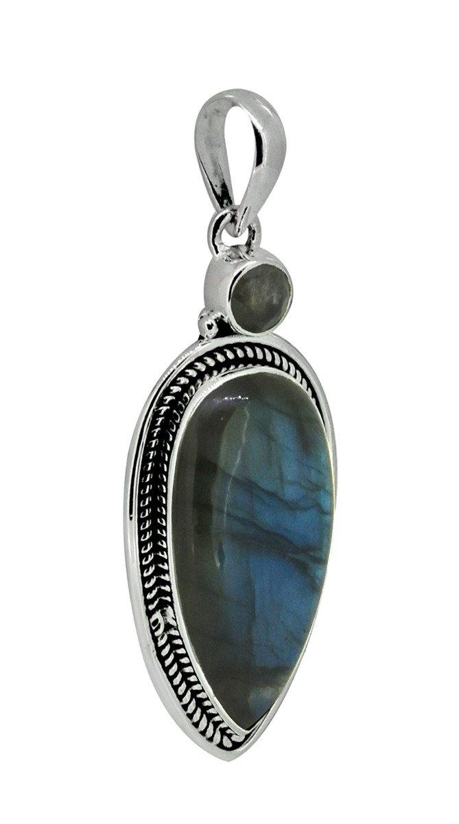 Labradorite Solid 925 Sterling Silver Pendant 2 1/2" - YoTreasure