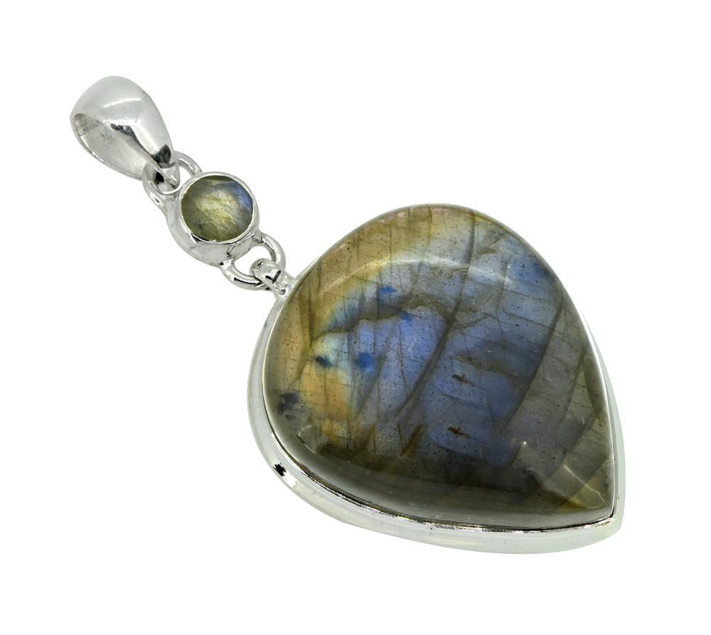 Labradorite Solid 925 Sterling Silver Pendant 2 1/2" - YoTreasure