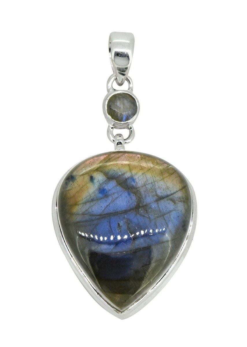 Labradorite Solid 925 Sterling Silver Pendant 2 1/2" - YoTreasure