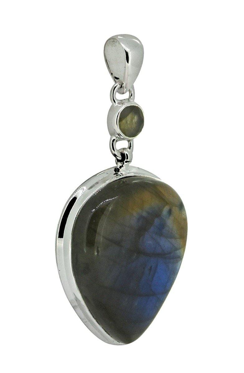 Labradorite Solid 925 Sterling Silver Pendant 2 1/2" - YoTreasure