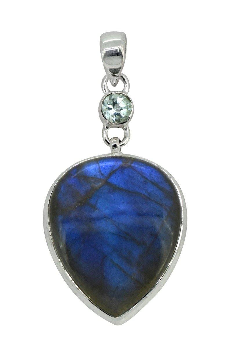 Labradorite Solid 925 Sterling Silver Pendant 2 1/2" - YoTreasure