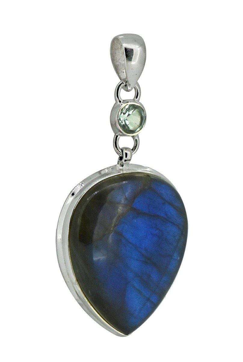 Labradorite Solid 925 Sterling Silver Pendant 2 1/2" - YoTreasure