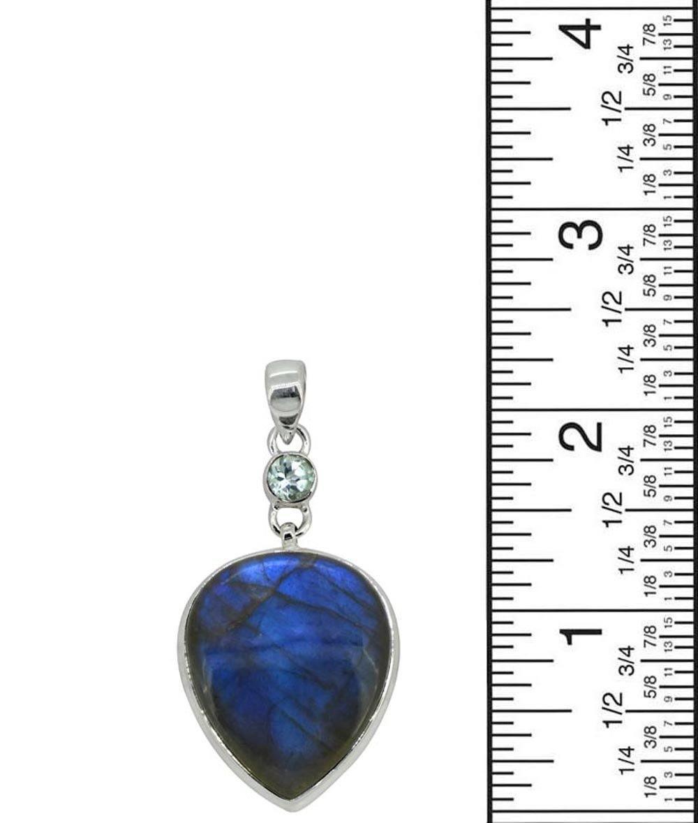 Labradorite Solid 925 Sterling Silver Pendant 2 1/2" - YoTreasure