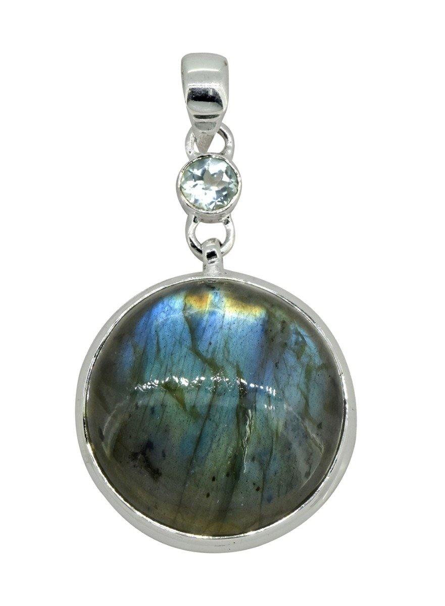 Labradorite Solid 925 Sterling Silver Pendant 2" - YoTreasure