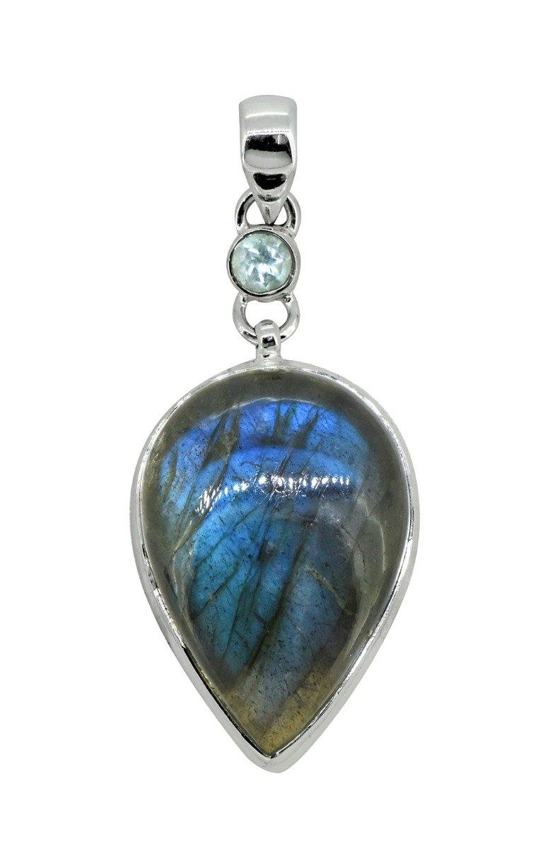 Labradorite Solid 925 Sterling Silver Pendant 2 1/2" - YoTreasure