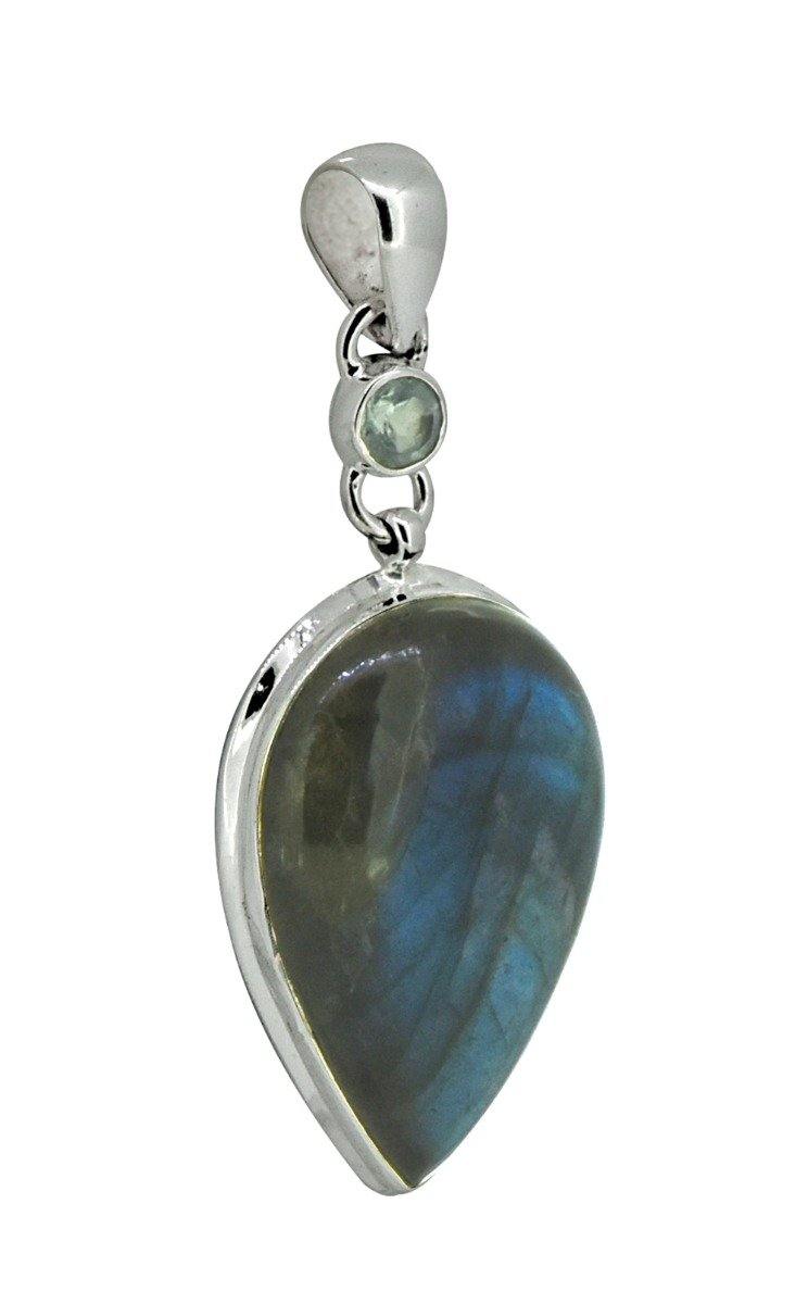 Labradorite Solid 925 Sterling Silver Pendant 2 1/2" - YoTreasure