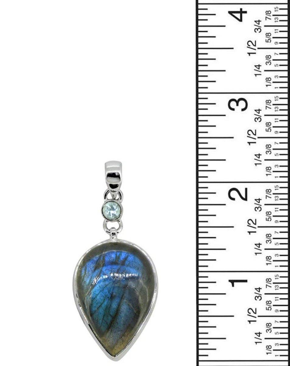Labradorite Solid 925 Sterling Silver Pendant 2 1/2" - YoTreasure