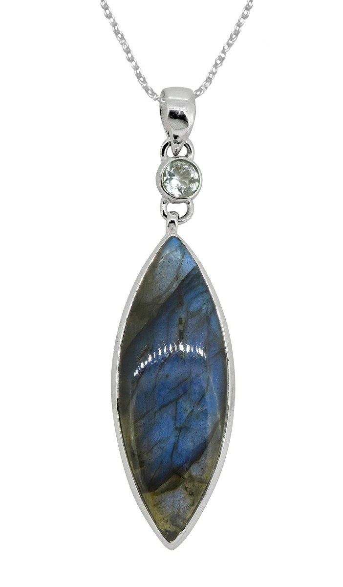 Labradorite  Solid 925 Sterling Silver Pendant 3 1/2" - YoTreasure