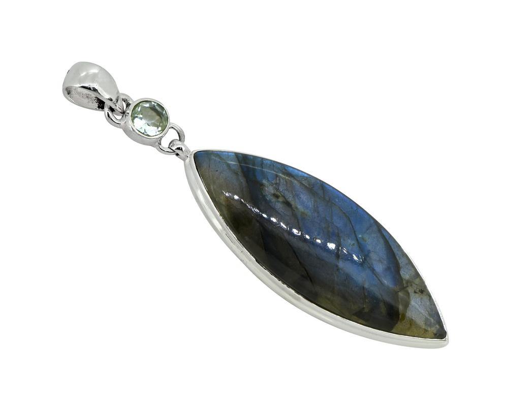 Labradorite  Solid 925 Sterling Silver Pendant 3 1/2" - YoTreasure