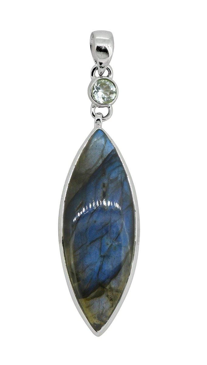 Labradorite  Solid 925 Sterling Silver Pendant 3 1/2" - YoTreasure