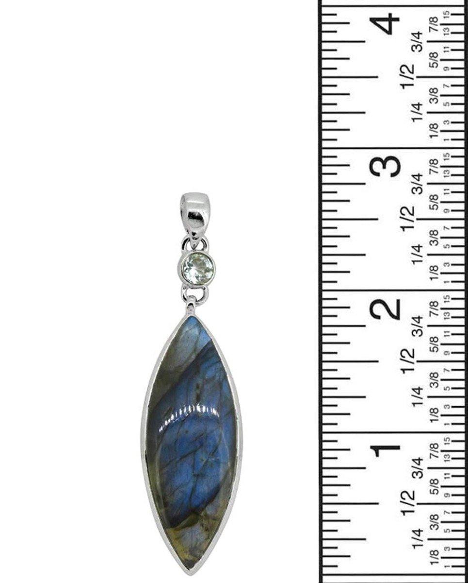 Labradorite  Solid 925 Sterling Silver Pendant 3 1/2" - YoTreasure