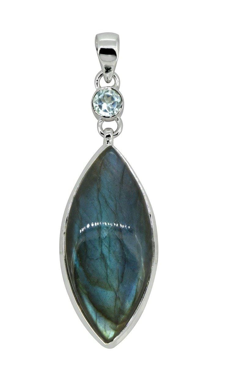Labradorite  Solid 925 Sterling Silver Pendant 3 1/2" - YoTreasure