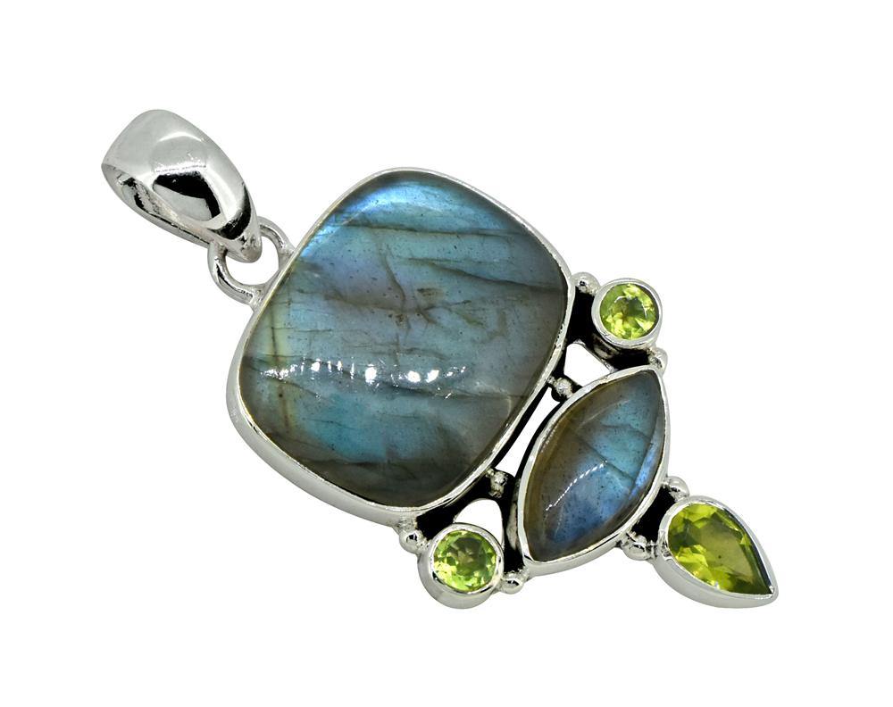 Labradorite Solid 925 Sterling Silver Pendant 2" - YoTreasure