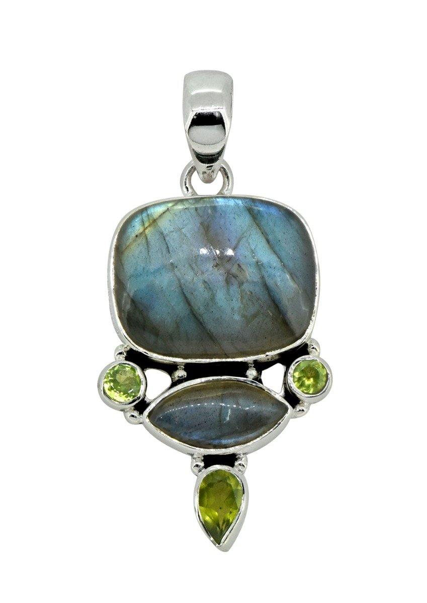 Labradorite Solid 925 Sterling Silver Pendant 2" - YoTreasure