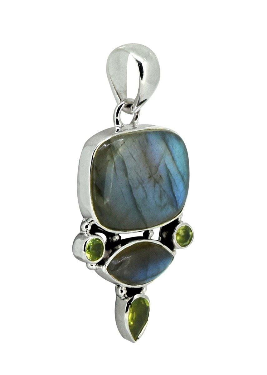 Labradorite Solid 925 Sterling Silver Pendant 2" - YoTreasure