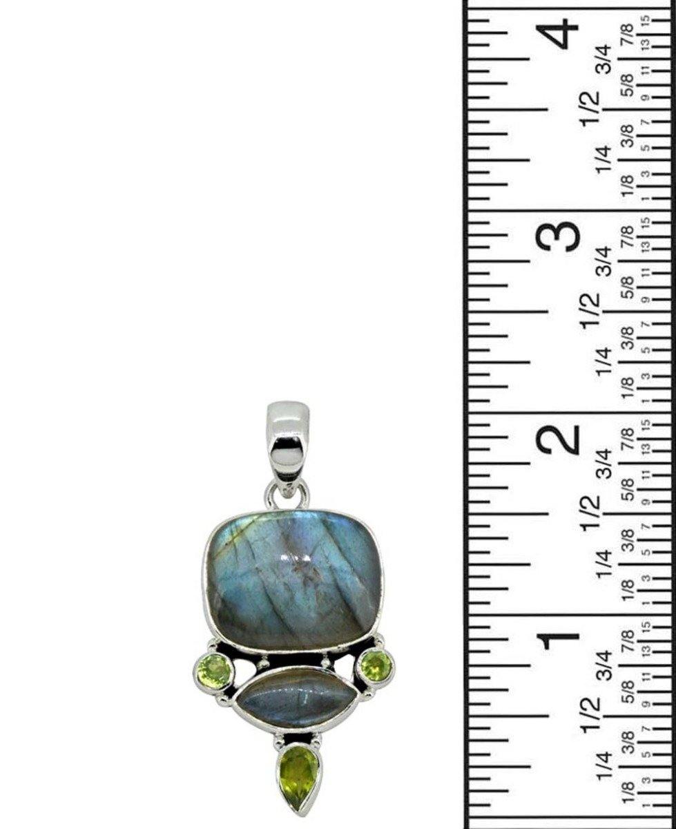 Labradorite Solid 925 Sterling Silver Pendant 2" - YoTreasure