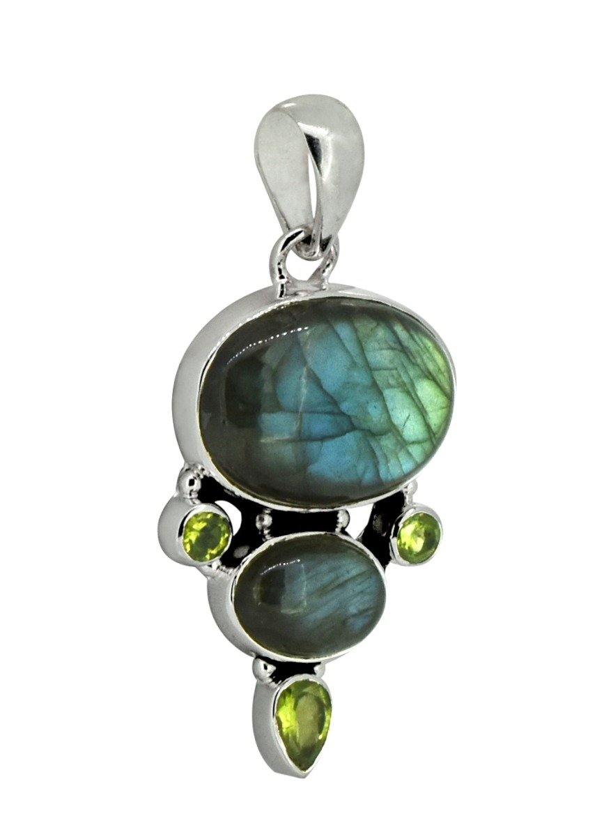 Labradorite Gemstone Solid 925 Sterling Silver Pendant 2" - YoTreasure