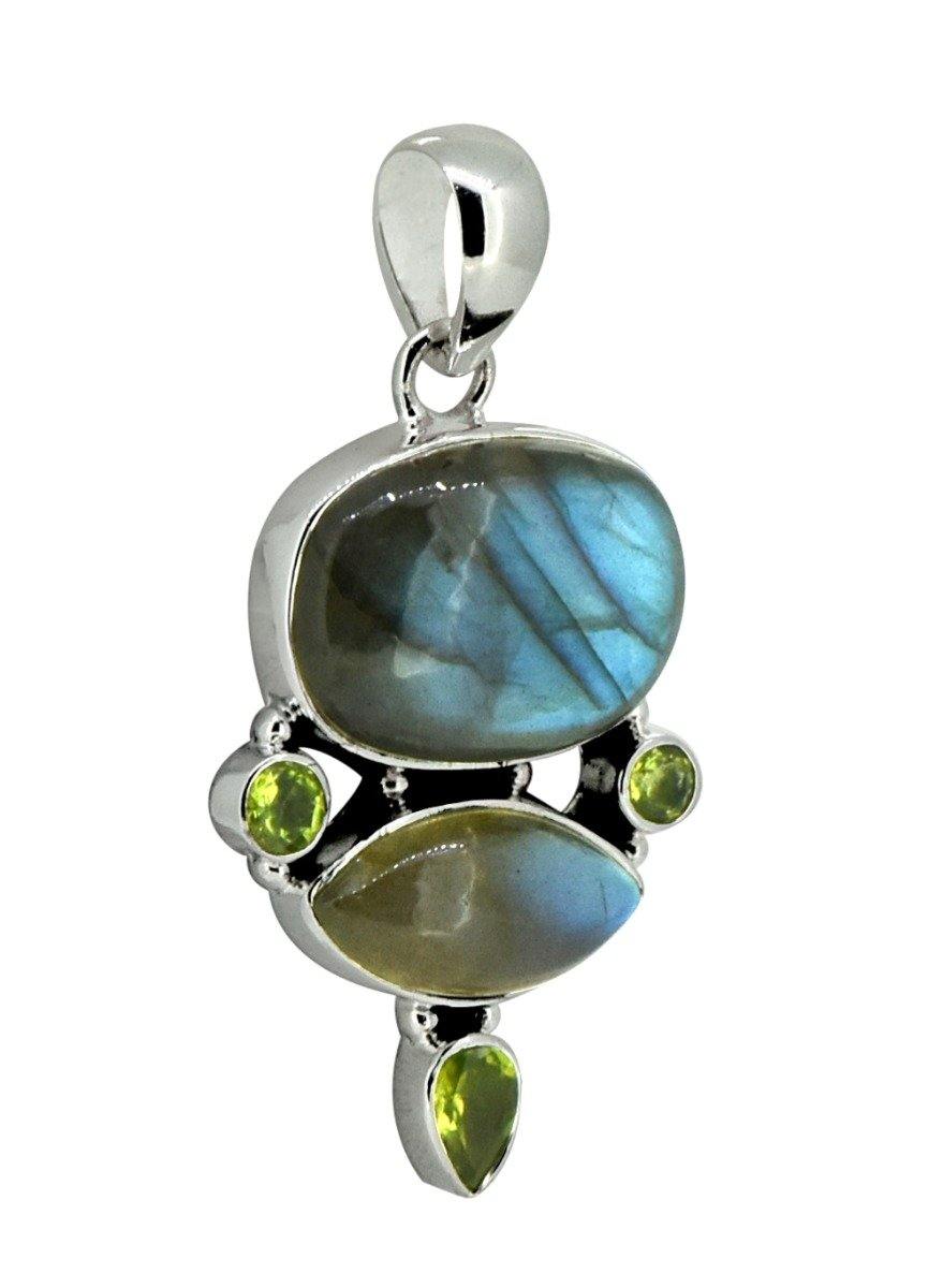 Labradorite Solid 925 Sterling Silver Pendant 2" - YoTreasure