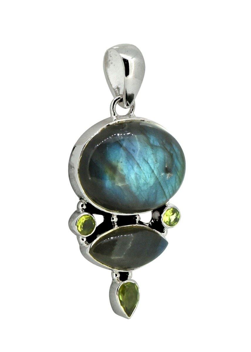 Labradorite Solid 925 Sterling Silver Pendant 2 1/2" - YoTreasure