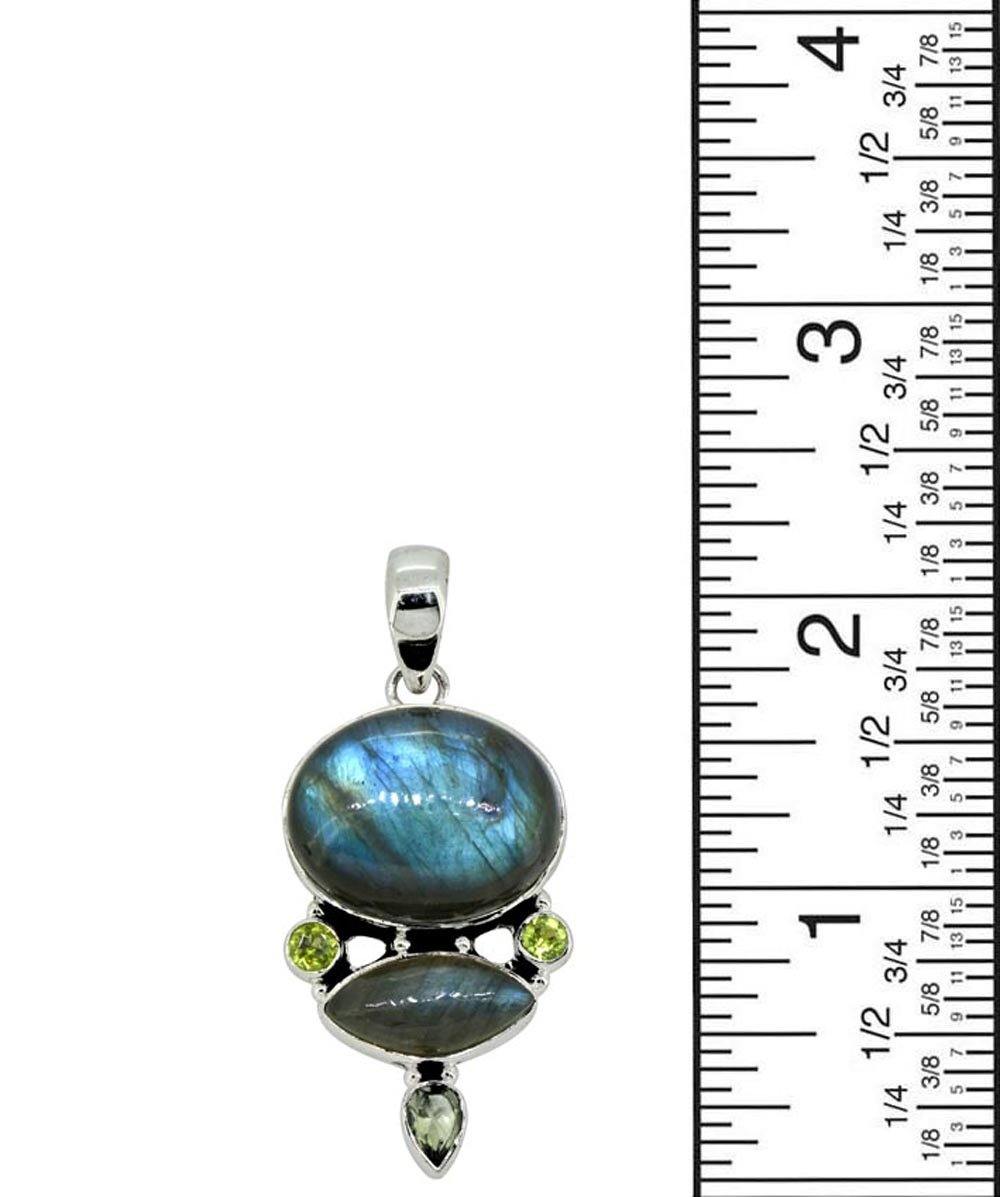 Labradorite Solid 925 Sterling Silver Pendant 2 1/2" - YoTreasure