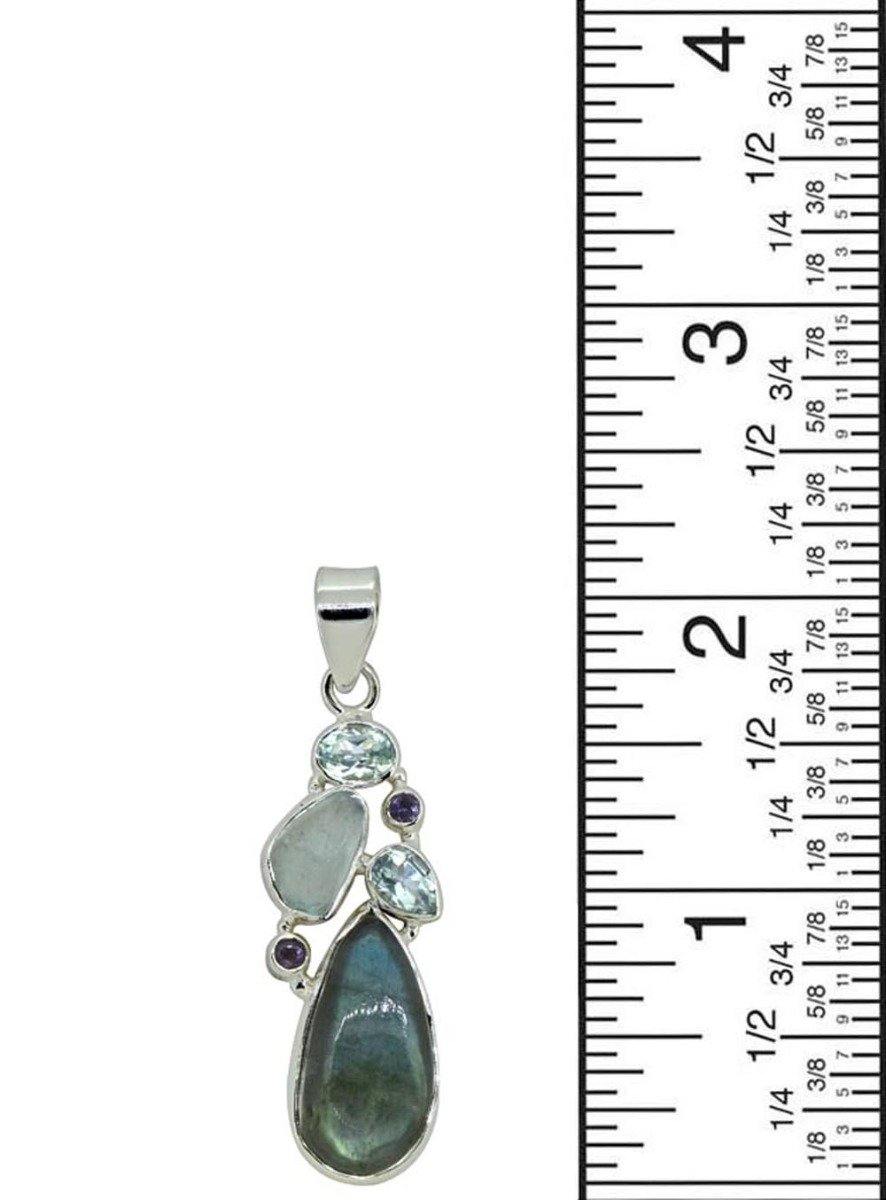 Labradorite Solid 925 Sterling Silver Pendant 2 1/2" - YoTreasure