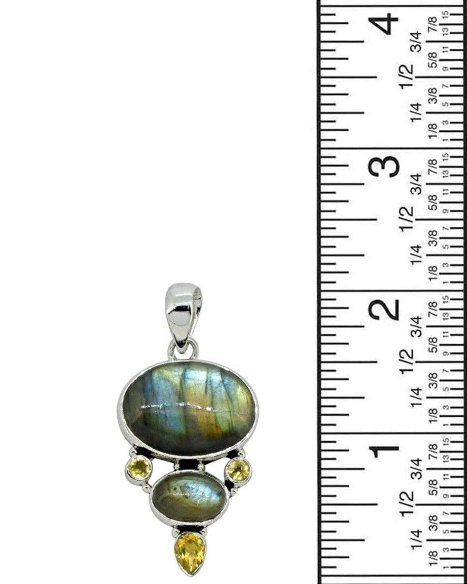 Labradorite Gemstone Solid 925 Sterling Silver Pendant 2" - YoTreasure