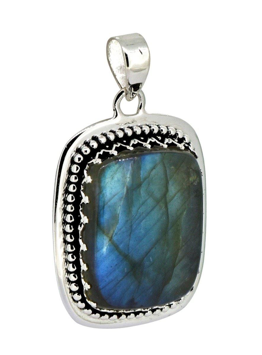 Labradorite Solid 925 Sterling Silver Pendant 1 3/4" - YoTreasure