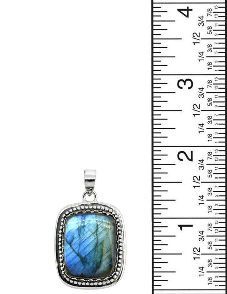 Labradorite Solid 925 Sterling Silver Pendant 1 3/4" - YoTreasure