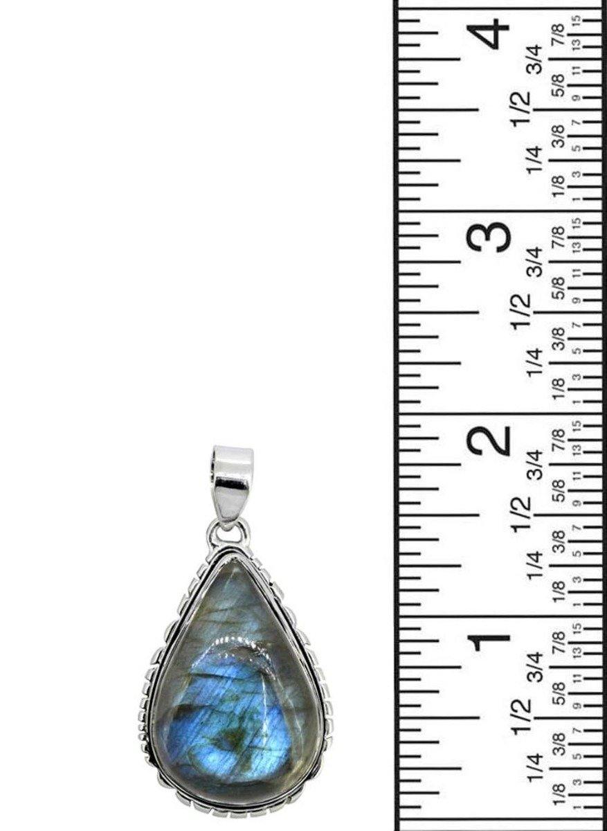 Labradorite Solid 925 Sterling Silver Pendant Silver Jewelry 2" - YoTreasure