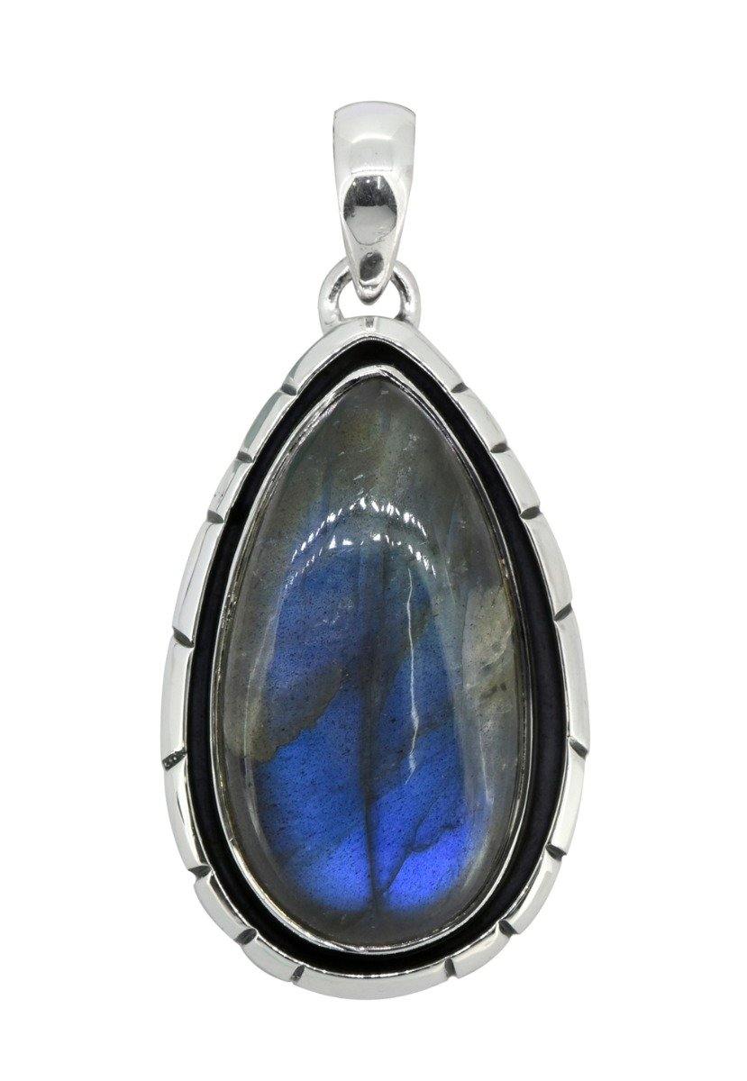 Labradorite Solid 925 Sterling Silver Pendant 2" - YoTreasure