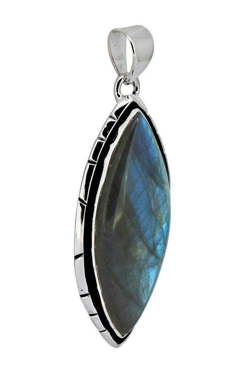 Labradorite Solid 925 Sterling Silver Pendant 2 1/2" - YoTreasure