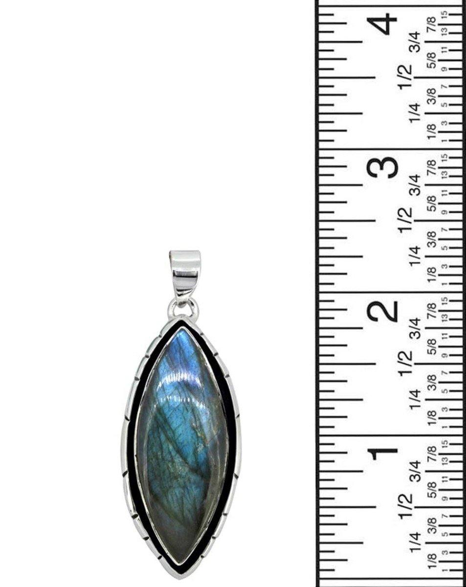 Labradorite Solid 925 Sterling Silver Pendant 2 1/2" - YoTreasure