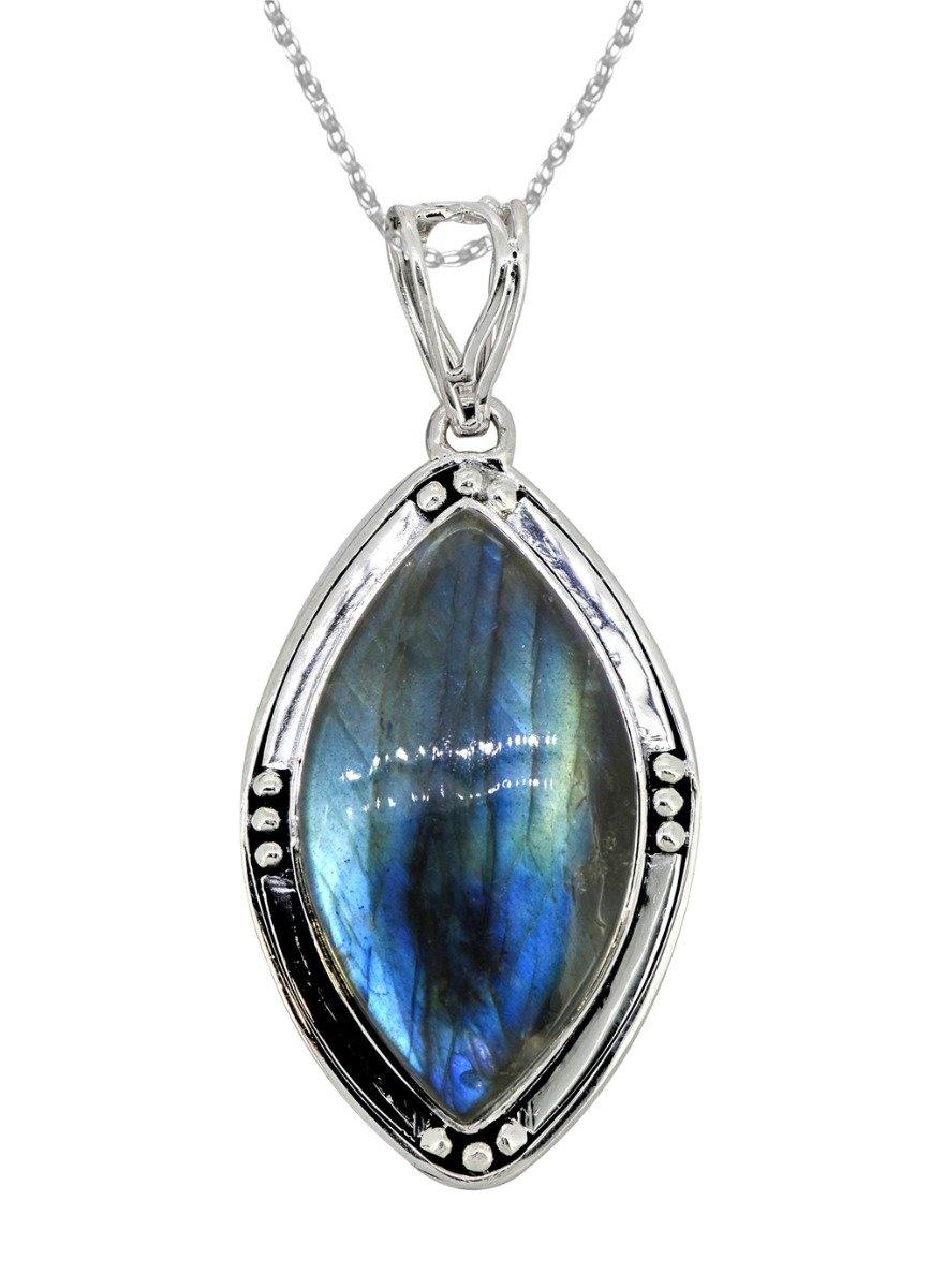 Labradorite Solid 925 Sterling Silver Pendant Silver Jewelry 2 1/2" - YoTreasure