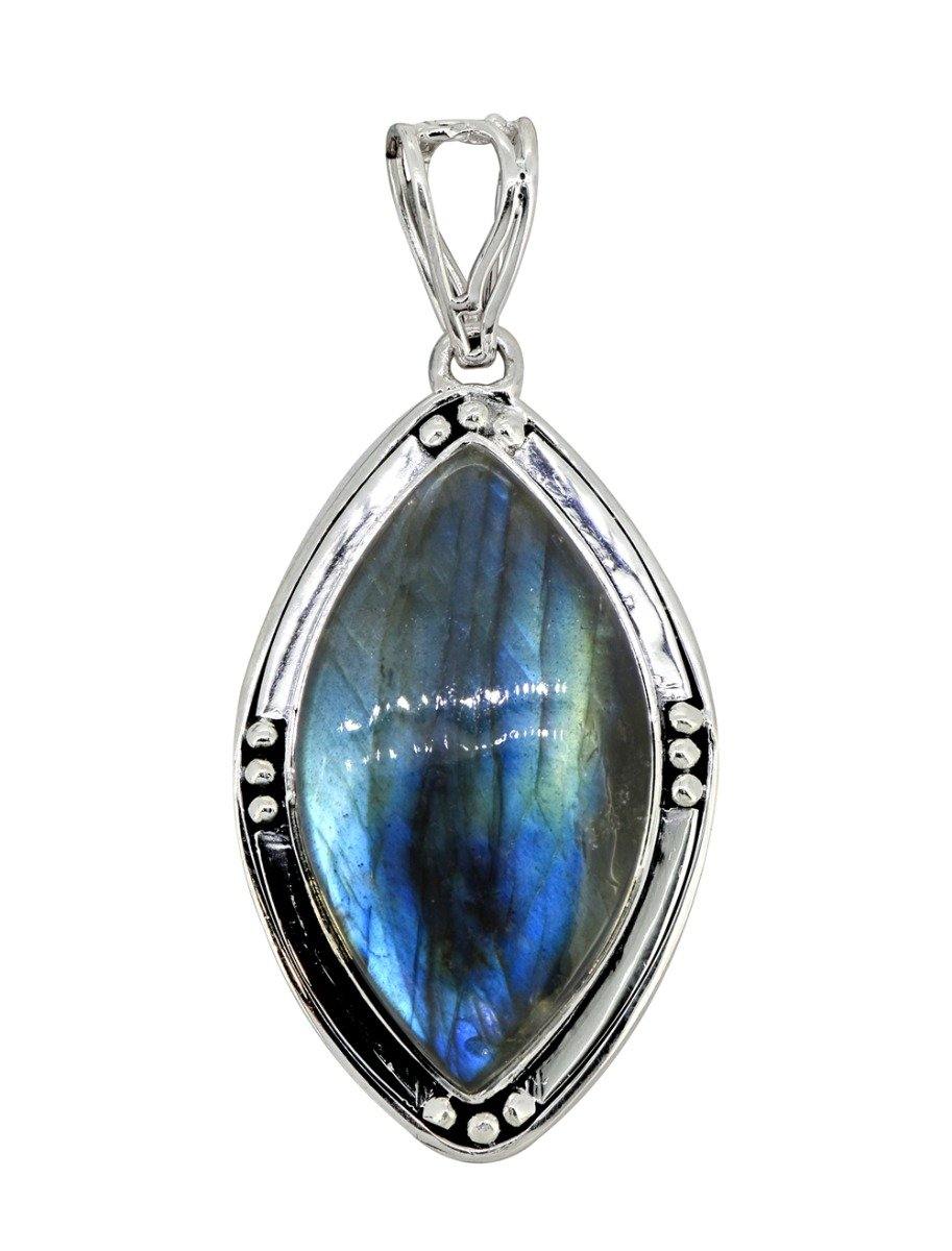 Labradorite Solid 925 Sterling Silver Pendant Silver Jewelry 2 1/2" - YoTreasure