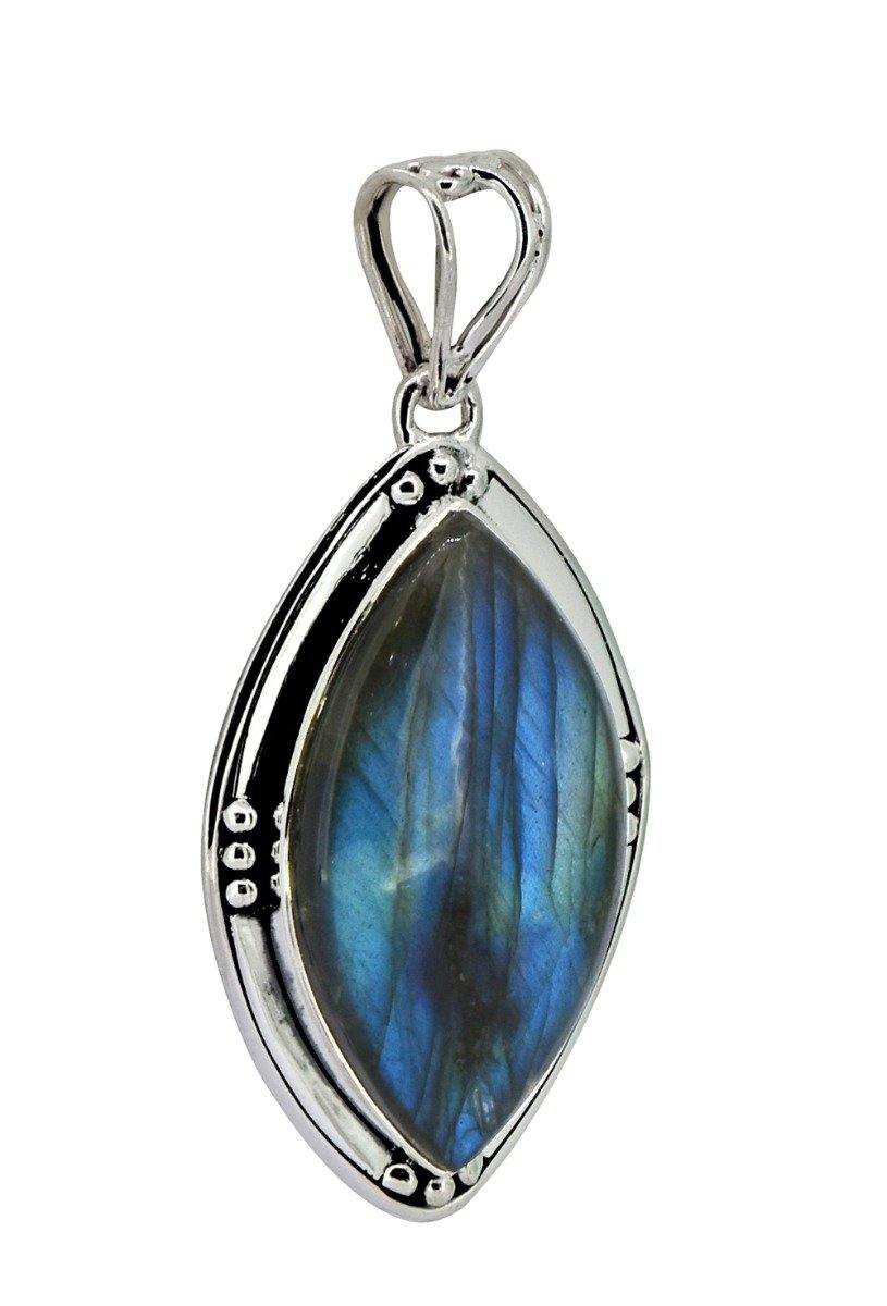 Labradorite Solid 925 Sterling Silver Pendant Silver Jewelry 2 1/2" - YoTreasure