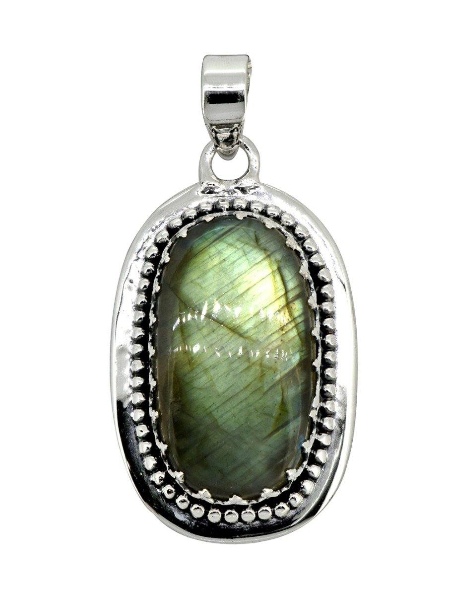 Labradorite Solid 925 Sterling Silver Pendant Silver Jewelry 1 3/4" - YoTreasure